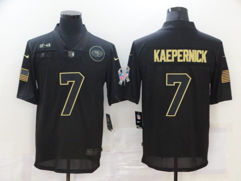 Men San Francisco 49ers #7 Kaepernick Black gold lettering 2020 Nike NFL Jersey